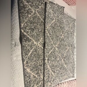 Gray Shag Diamond-Pattern Rug Set